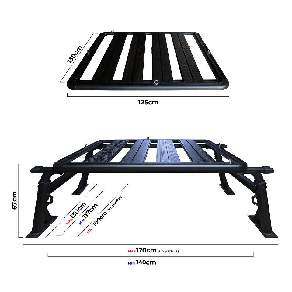 Rack Pickup Universal con Parrilla para Carga | Kangaroo Chile 2