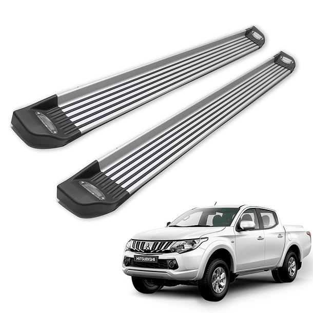 Set Pisaderas Mitsubishi L200 2016-2023 Aluminio Con Luz