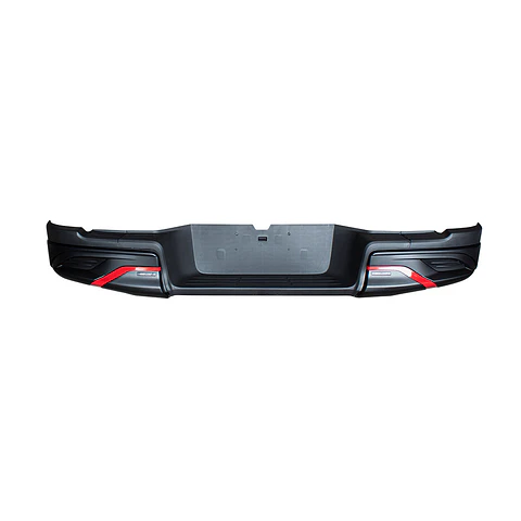 Parachoques Trasero Toyota Hilux 2016+ | Acero y Plástico ABS Negro con Detalles Rojos