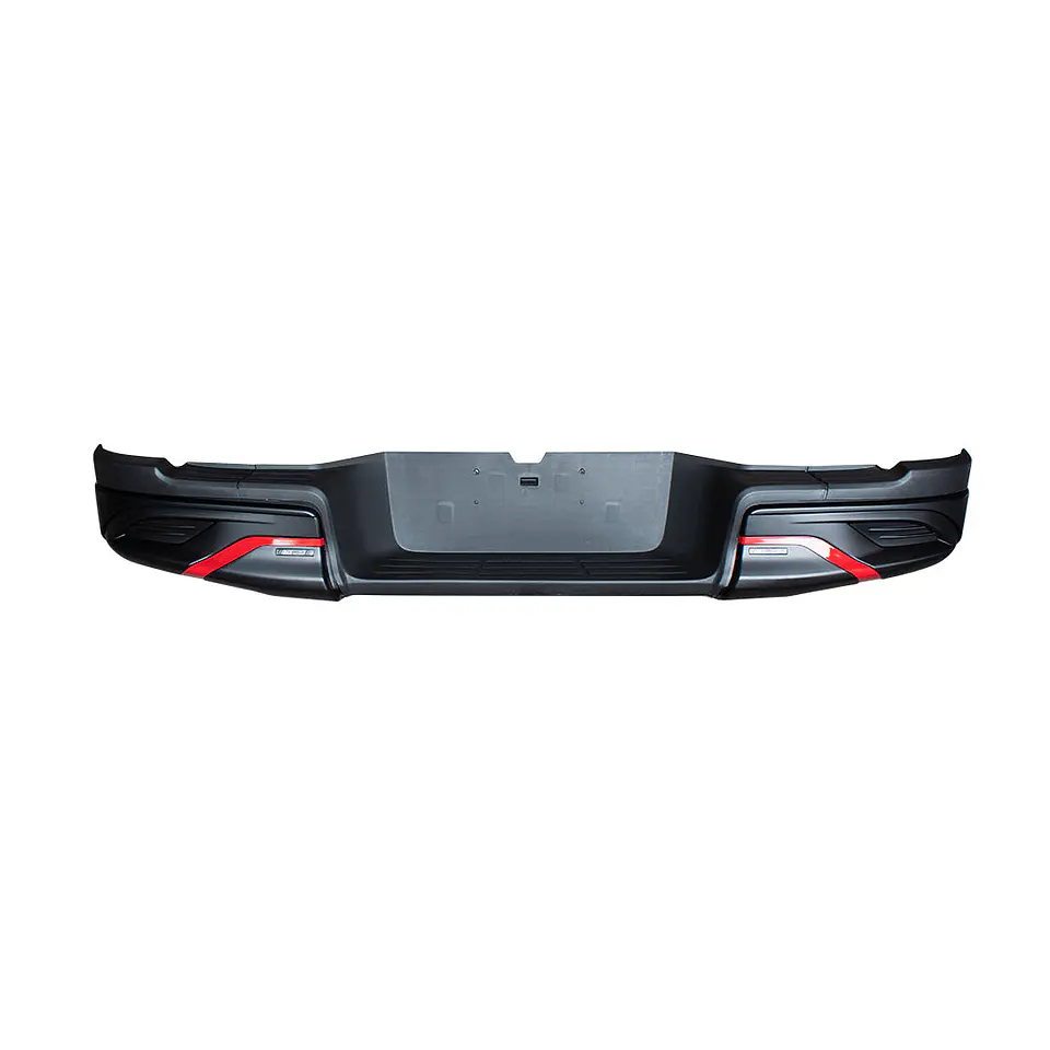 Parachoques Trasero Toyota Hilux 2016+ | Acero y Plástico ABS Negro con Detalles Rojos 2
