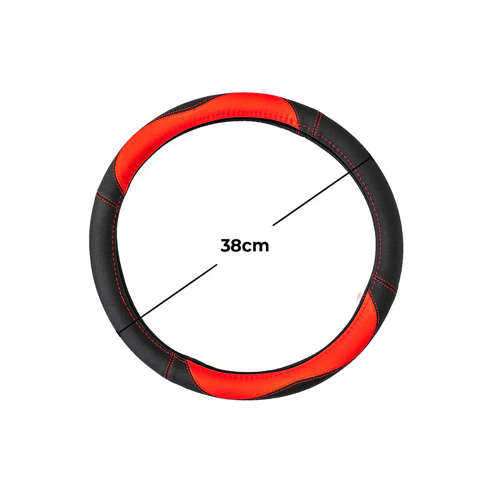 Cubre Volante Eco Cuero Rojo/Negro 2