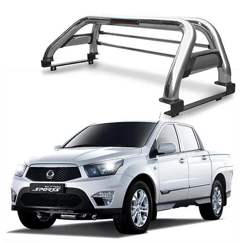 Barra Antivuelco Acero Inoxidable Ssangyong Actyon Sport | Luz de Freno y Base para Lona | Kangaroo Chile
