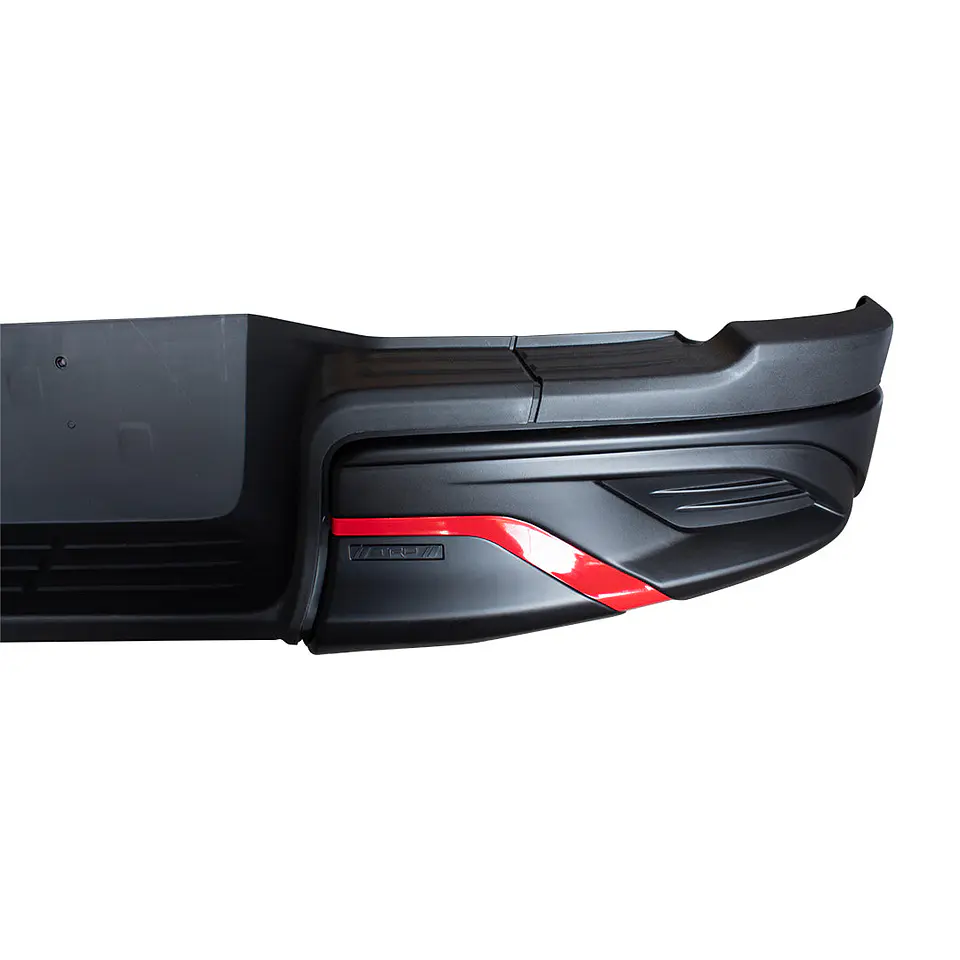 Parachoques Trasero Toyota Hilux 2016+ | Acero y Plástico ABS Negro con Detalles Rojos 6