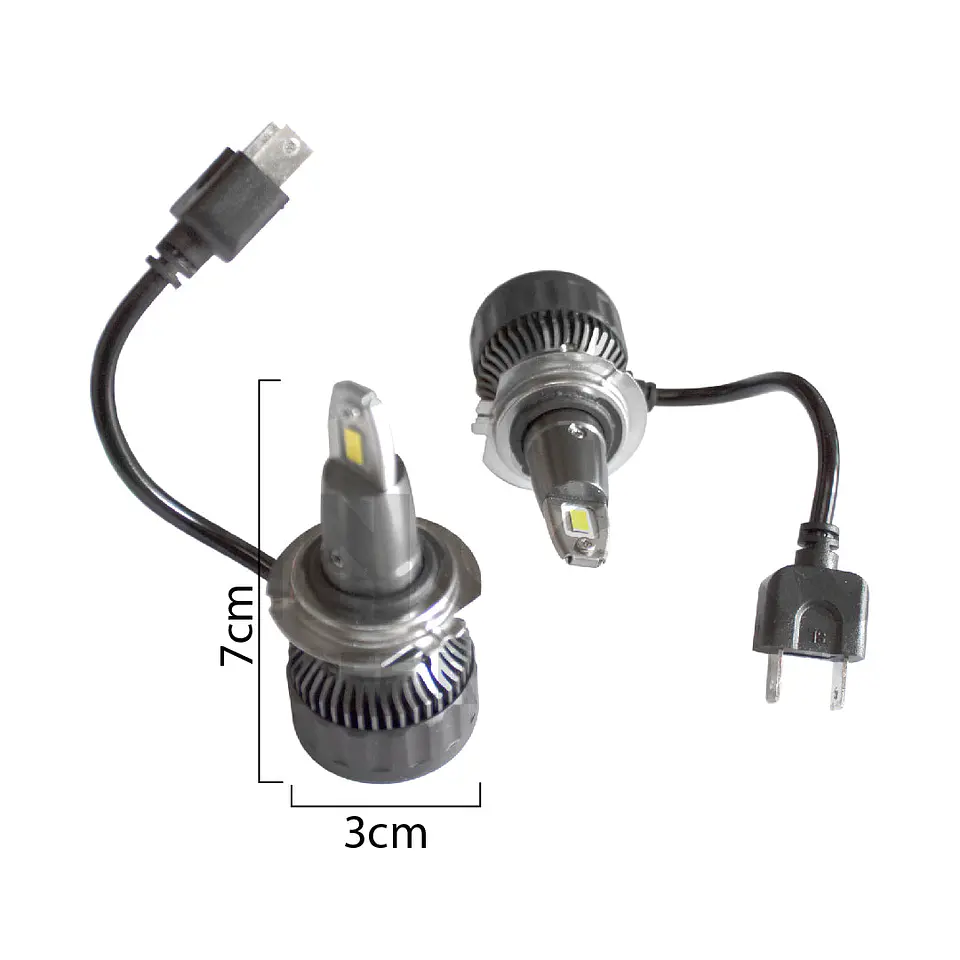 Ampolletas Mini LED H7 36W 12/24V | 3600 Lumen Blanco Neutro Turbo Ventilador 3