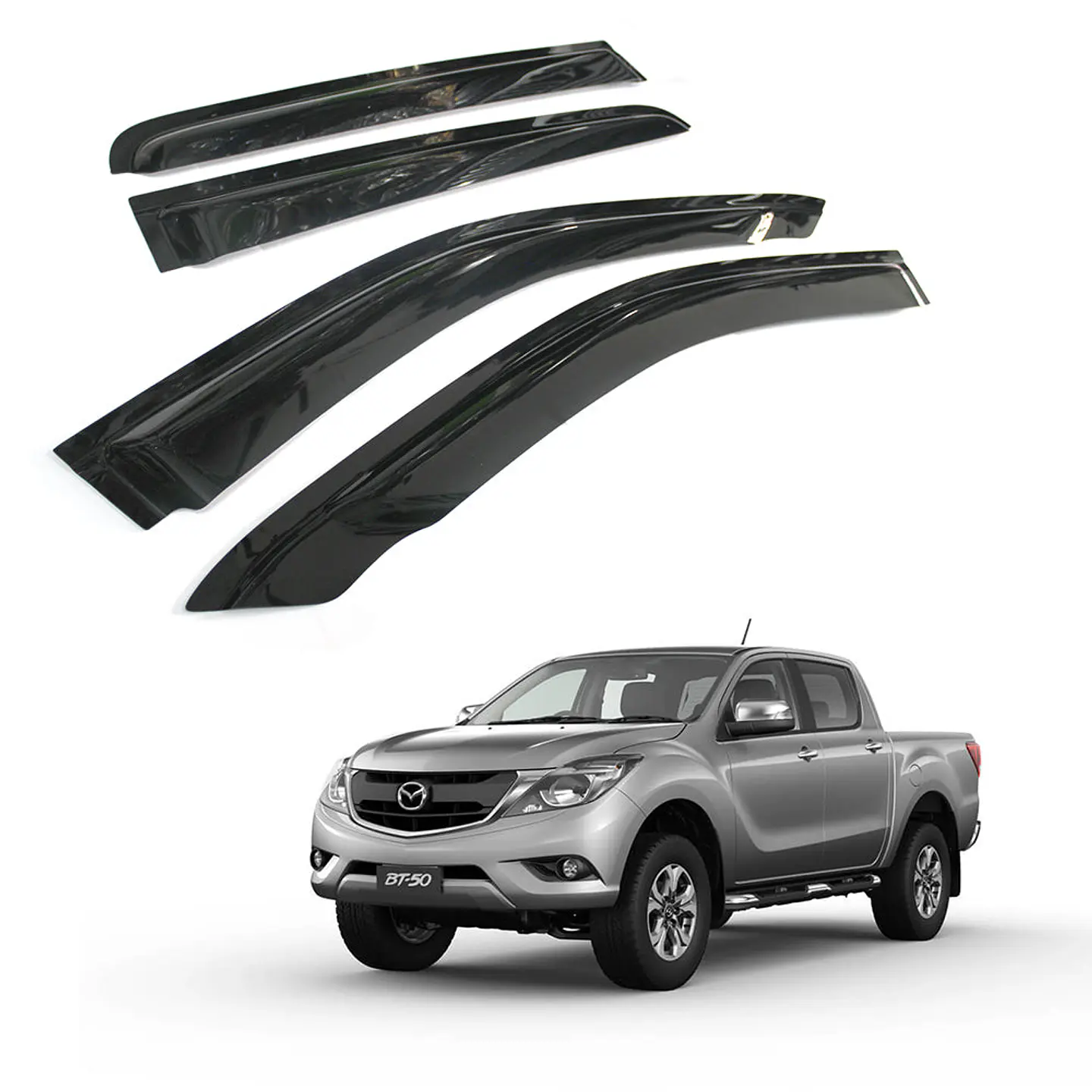 Aletas Bota Agua Gruesas Mazda BT50 2013-2020 ABS Negro – Instalación fácil con cinta 3M 1