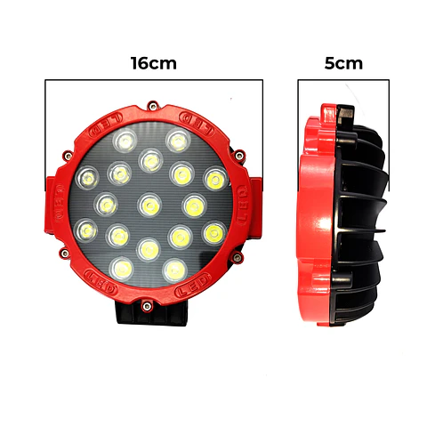 Foco Redondo Rojo Led Hull 36v 51w 18 Cm Diametro 17 Leds