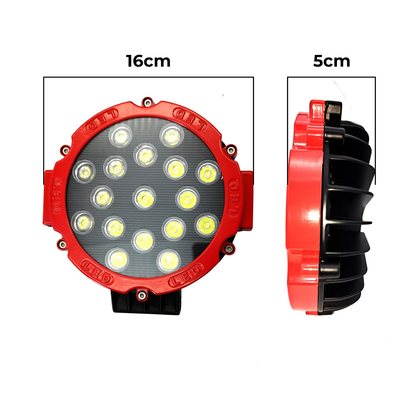 Foco Redondo Rojo Led Hull 36v 51w 18 Cm Diametro 17 Leds 2