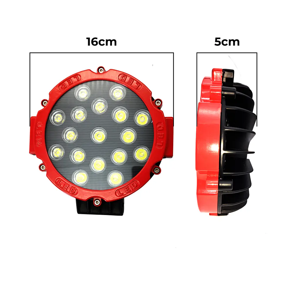Foco Redondo Rojo Led Hull 36v 51w 18 Cm Diametro 17 Leds 2