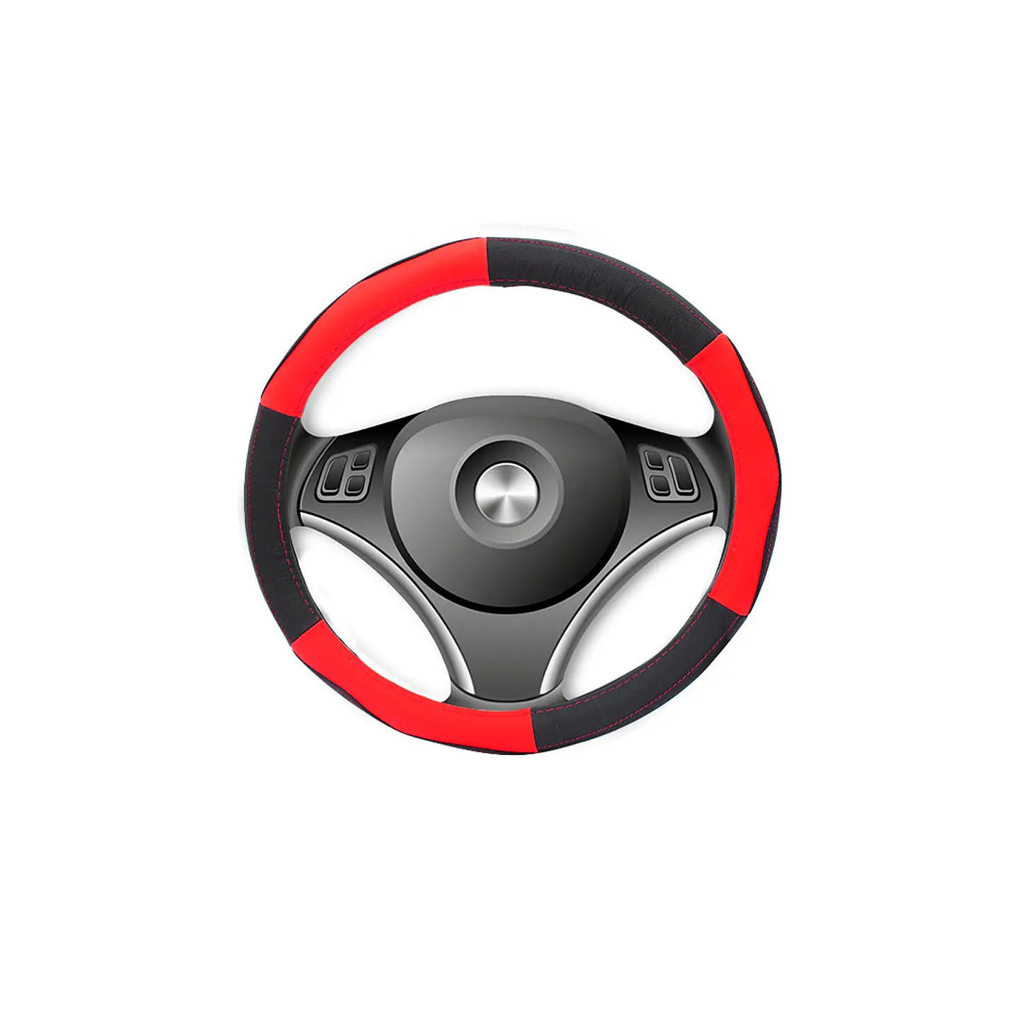 Cubre Volante de Cuero para Camionetas – Negro y Rojo, Talla M (38 cm) 1