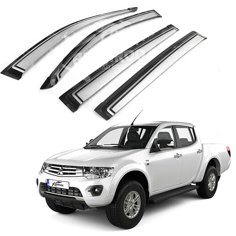 Aletas Bota Agua Mitsubishi L200 2006-2015 ABS Bicolor Negro/Plateado – Instalación fácil con cinta 3M