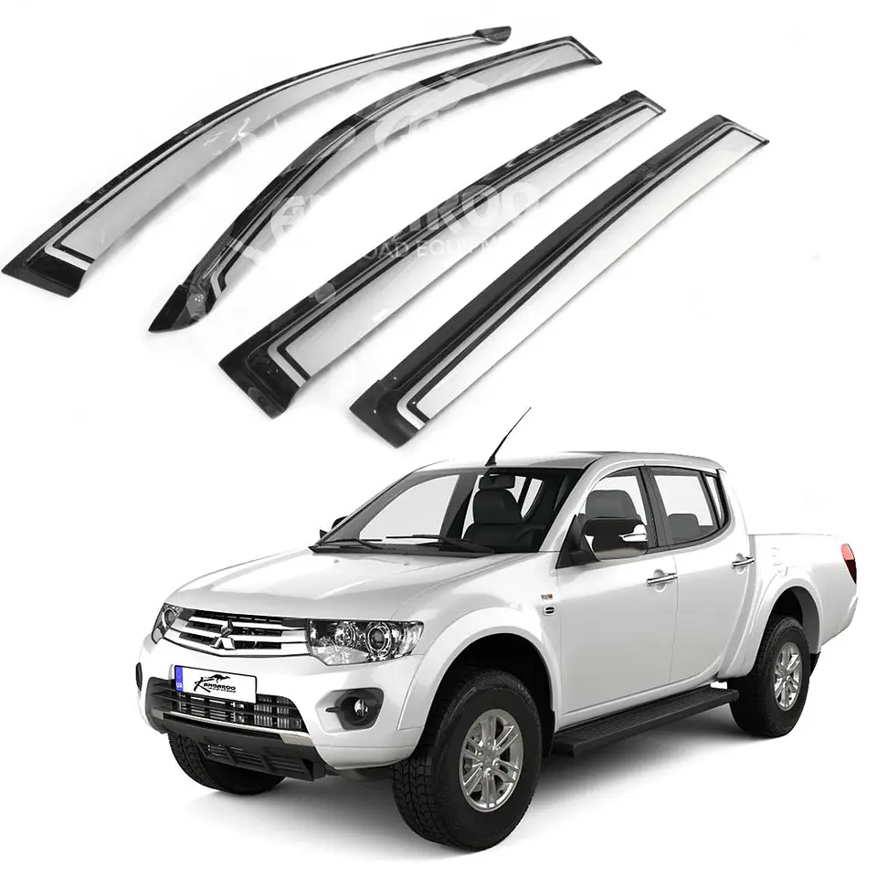 Aletas Bota Agua Mitsubishi L200 2006-2015 ABS Bicolor Negro/Plateado – Instalación fácil con cinta 3M 1