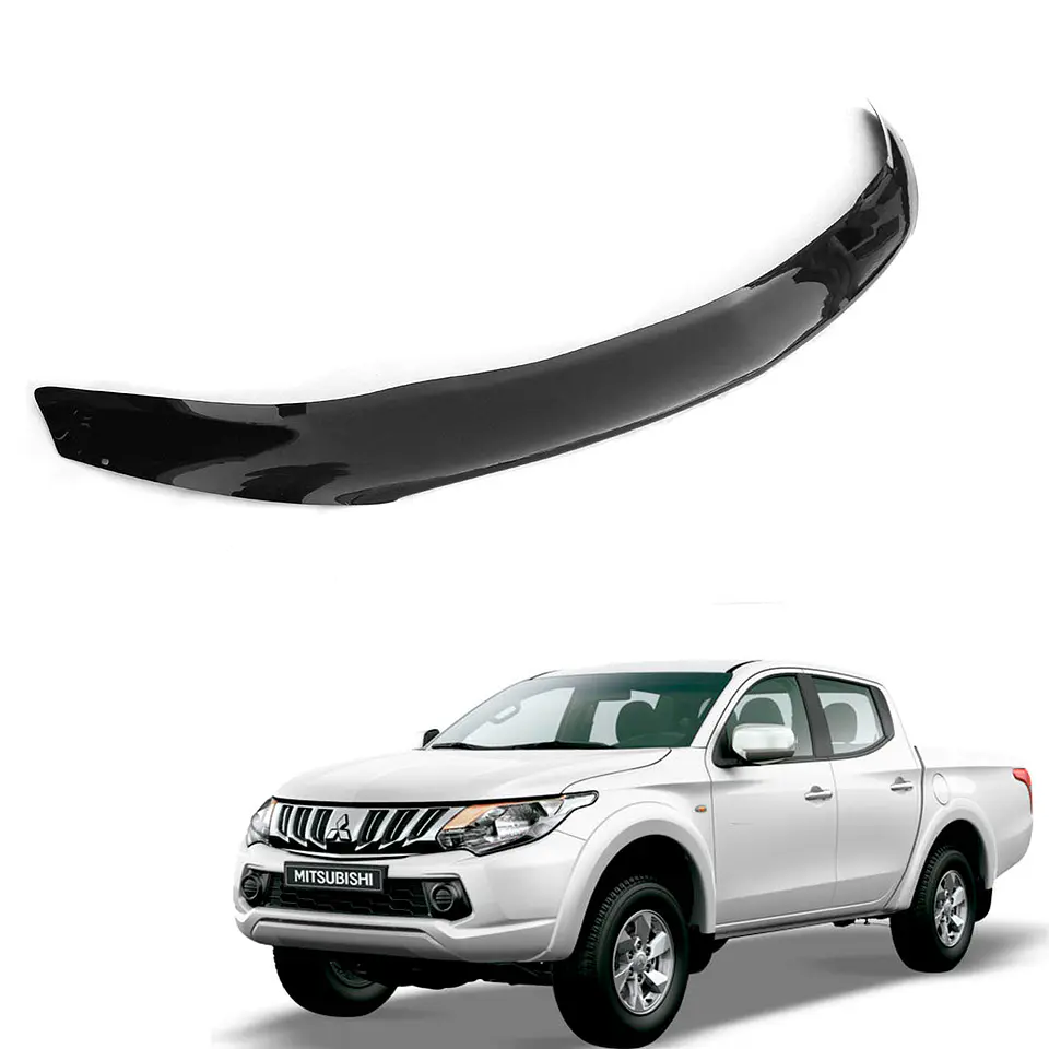 Deflector de Capot Mitsubishi L200 2016-2019 | Protector Antiviento ABS Negro 1
