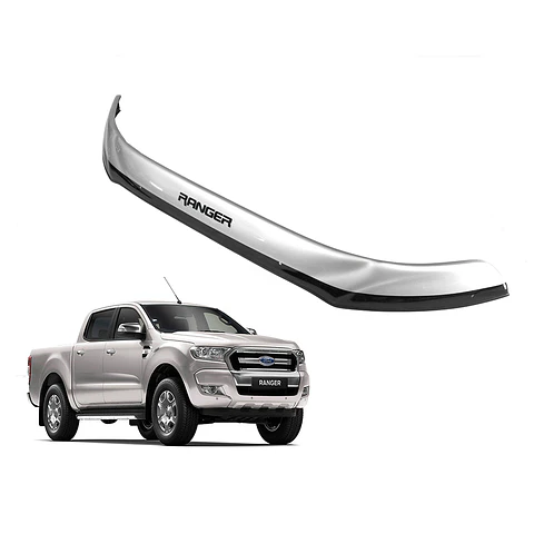 Deflector de Capot Ford Ranger 2016-2020 ABS Bicolor Negro/Plata – Instalación sin perforación