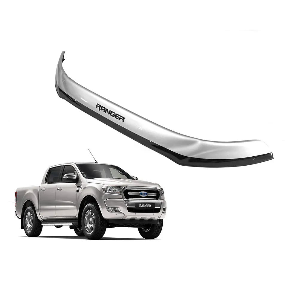 Deflector de Capot Ford Ranger 2016-2020 ABS Bicolor Negro/Plata – Instalación sin perforación 2