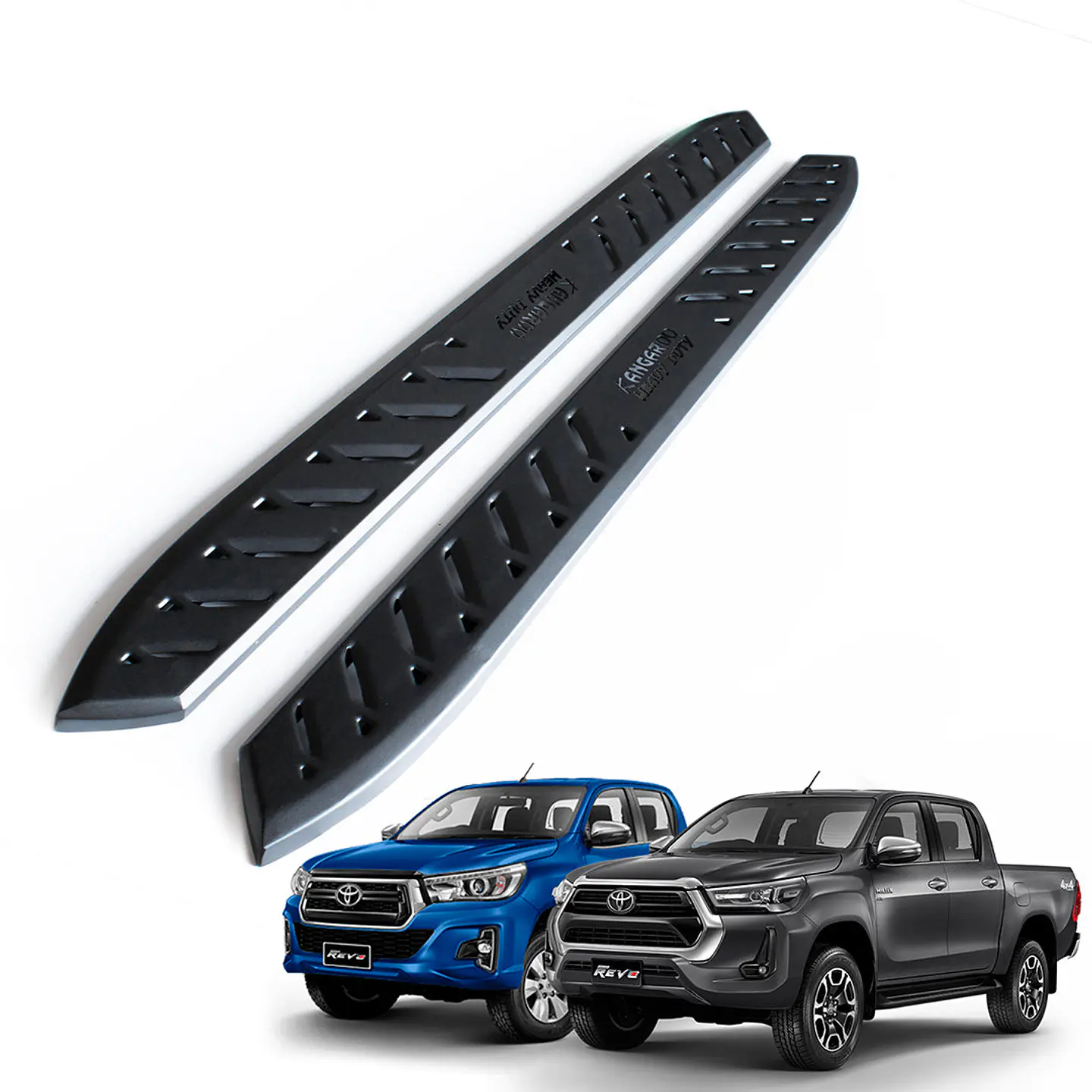 Juego de Pisaderas Toyota Hilux 2016-2024 Shark Heavy Duty | Fierro Negro Resistente 1