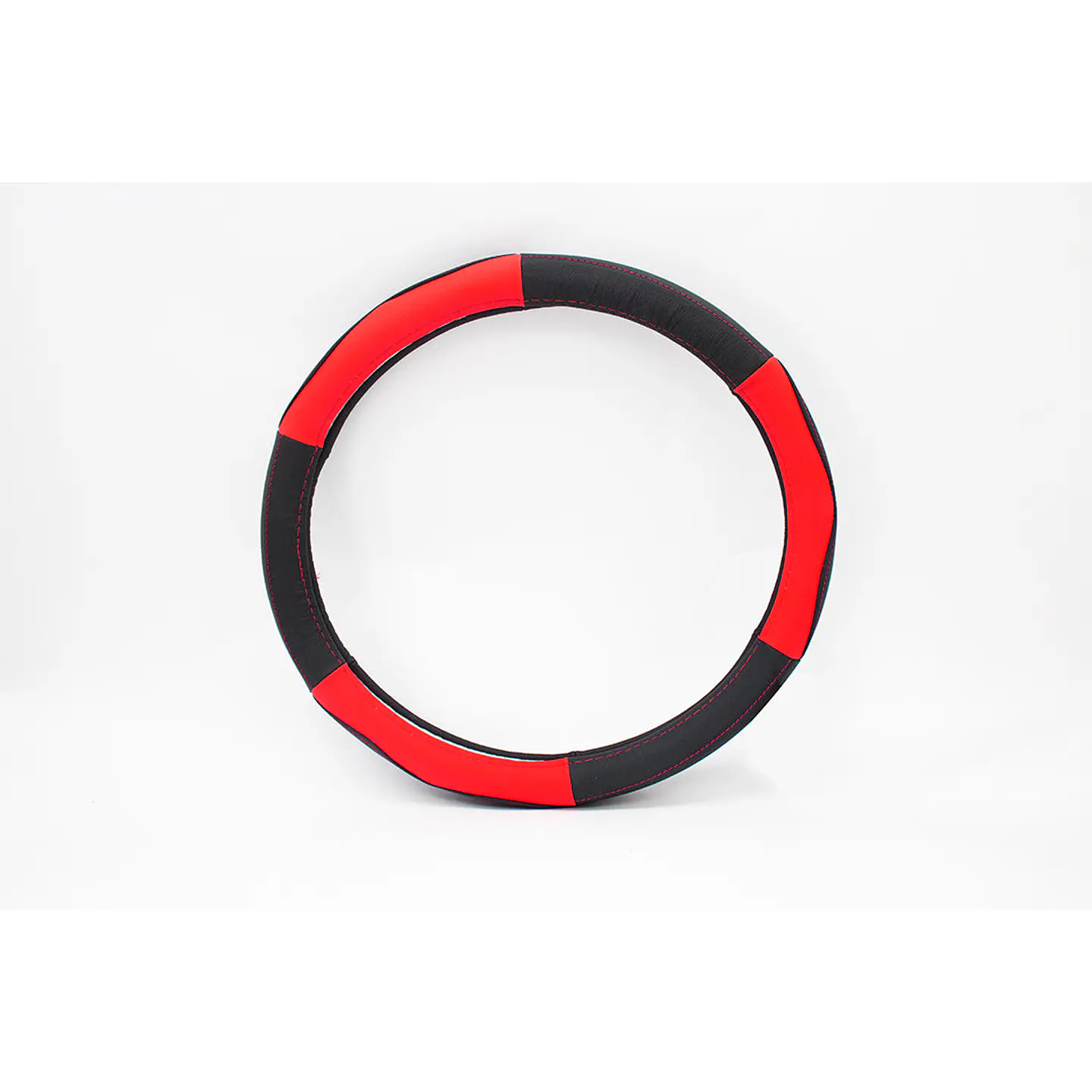 Cubre Volante de Cuero para Camionetas – Negro y Rojo, Talla M (38 cm) 3
