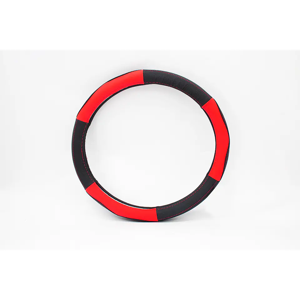 Cubre Volante de Cuero para Camionetas – Negro y Rojo, Talla M (38 cm) 3
