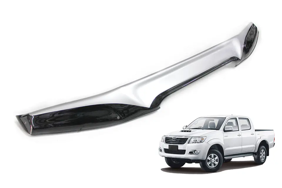 Deflector de Capot Toyota Hilux 2012-2015 ABS Negro-Plateado – Con espacio para toma de aire 1