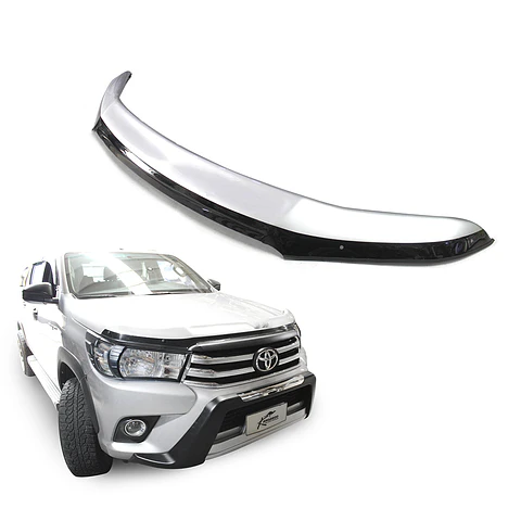 Deflector de Capot Toyota Hilux Revo 2016-2020 ABS Bicolor Plata/Negro – Instalación sin perforación