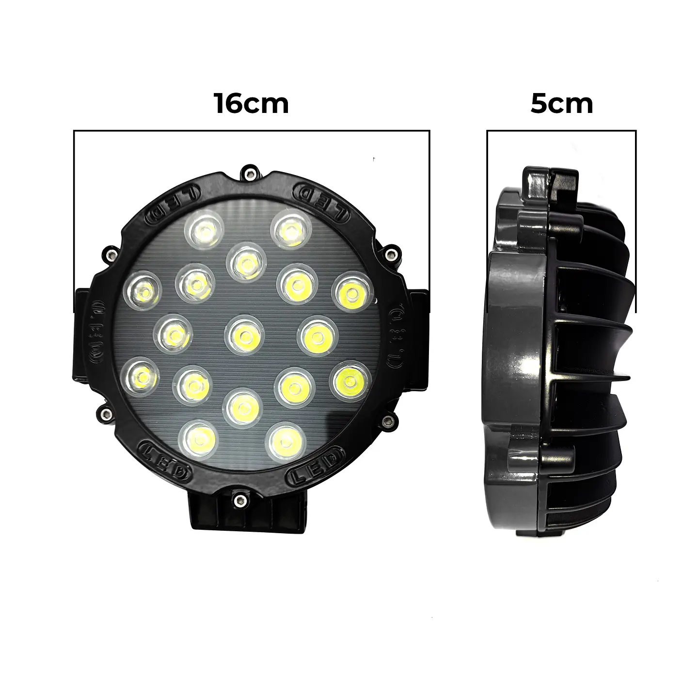 Foco Redondo Negro Led Hull 36v 51w 18 Cm Diametro 17 Leds 5