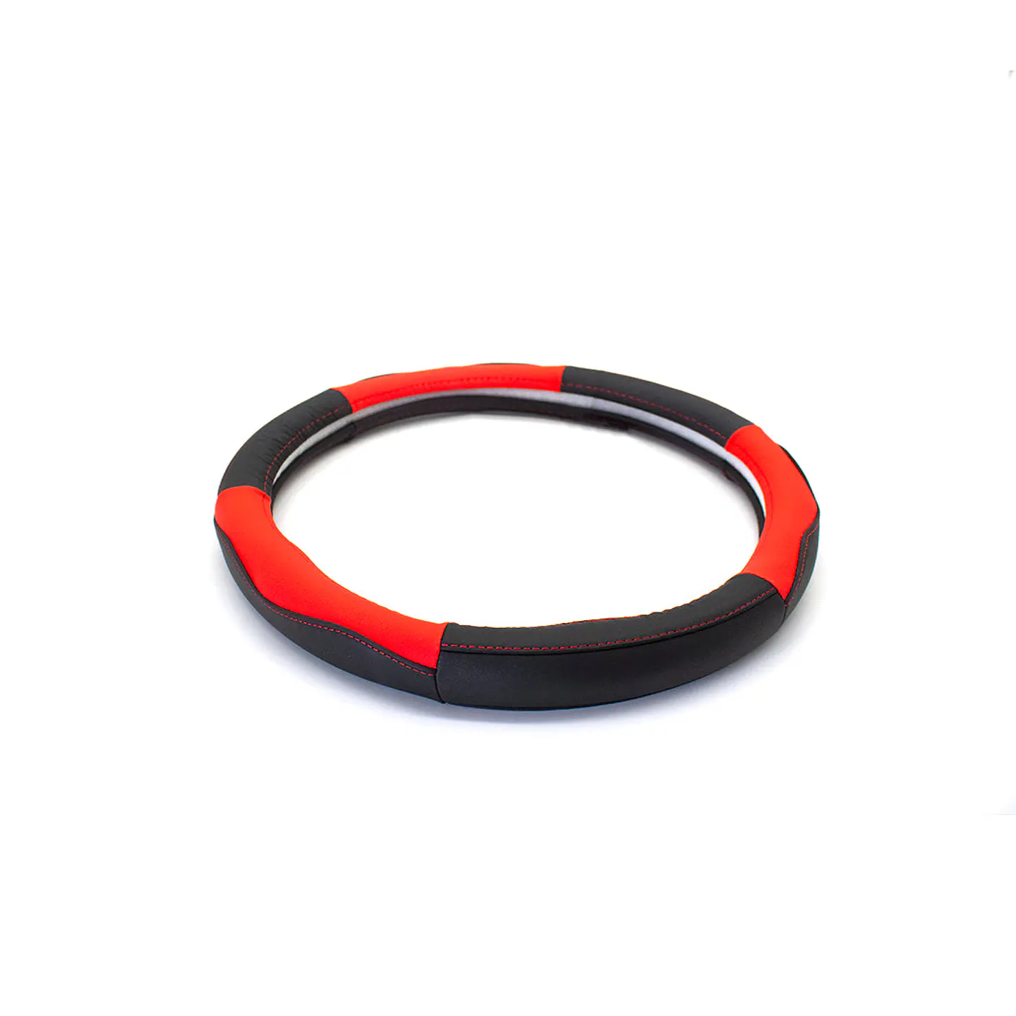 Cubre Volante de Cuero para Camionetas – Negro y Rojo, Talla M (38 cm) 4