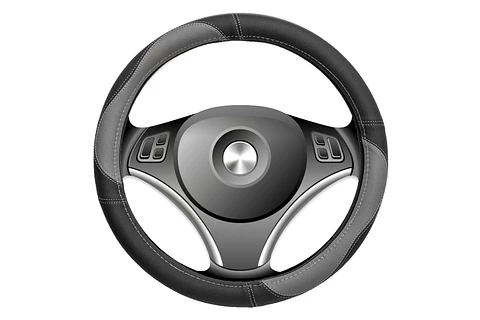 Cubre Volante Eco Cuero Gris/Negro