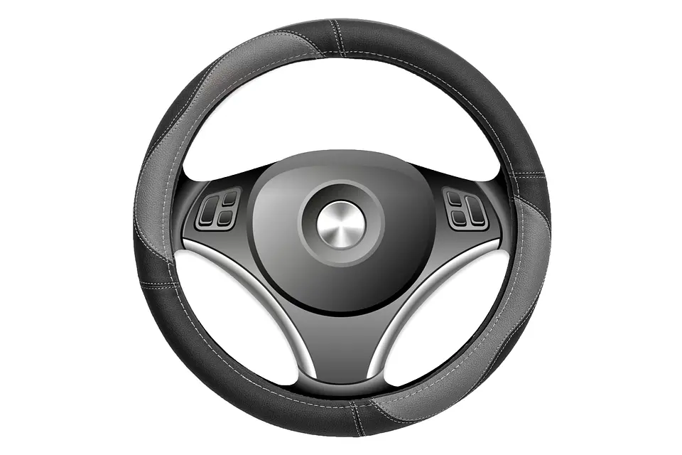 Cubre Volante Eco Cuero Gris/Negro 1