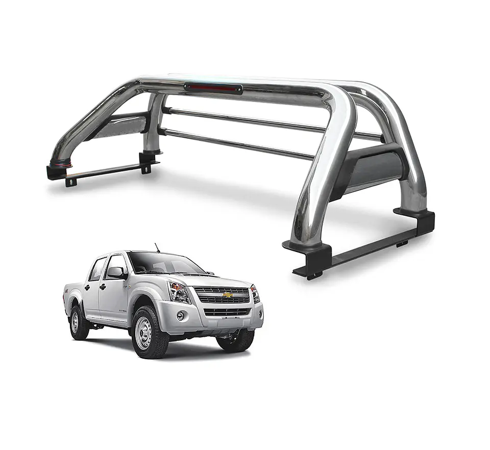 Barra Antivuelco Acero Inoxidable Chevrolet Dmax 2006-2014 | Con Luz de Freno y Base para Lona | Kangaroo Chile 1