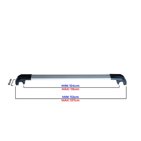Barra de Techo Transversal Universal 127cm | Soporta 75kg, Aluminio Gris