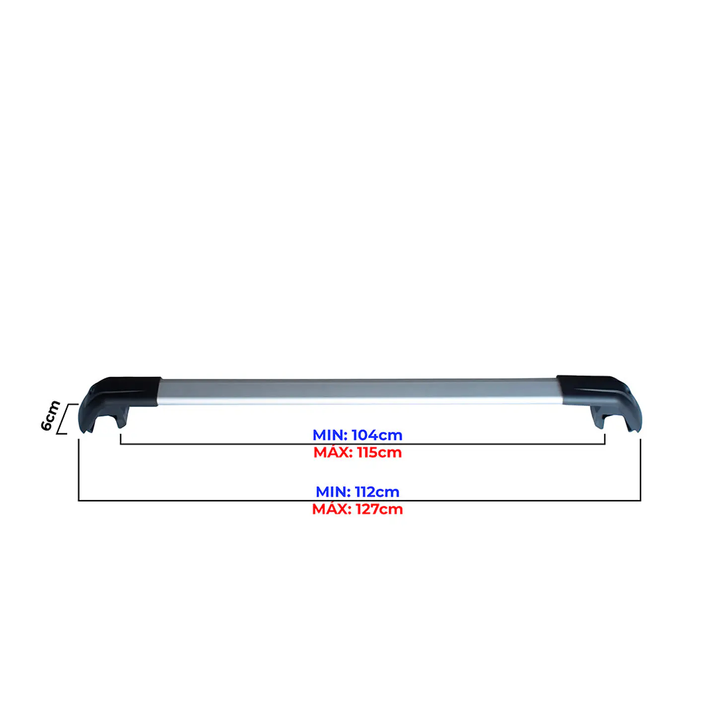 Barra de Techo Transversal Universal 127cm | Soporta 75kg, Aluminio Gris 2