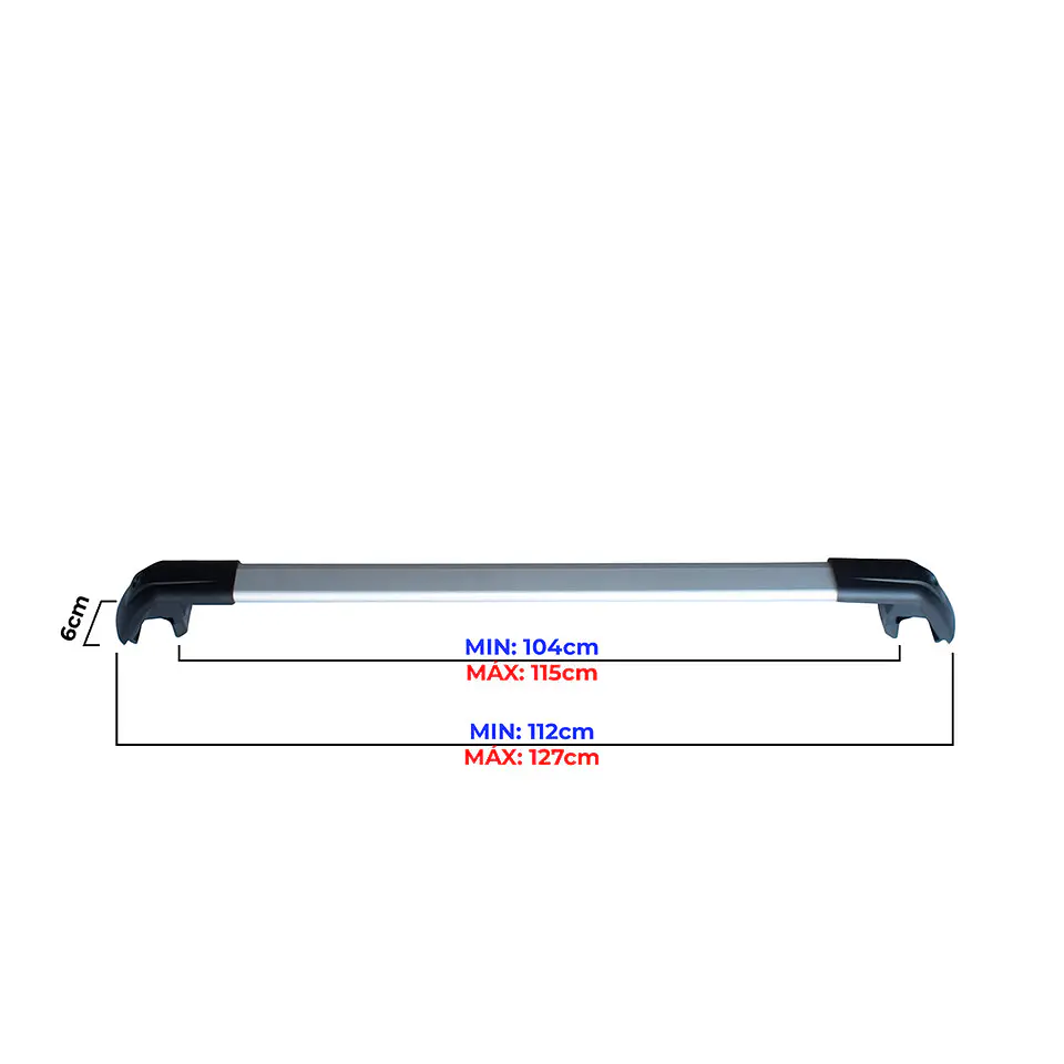 Barra de Techo Transversal Universal 127cm | Soporta 75kg, Aluminio Gris 2