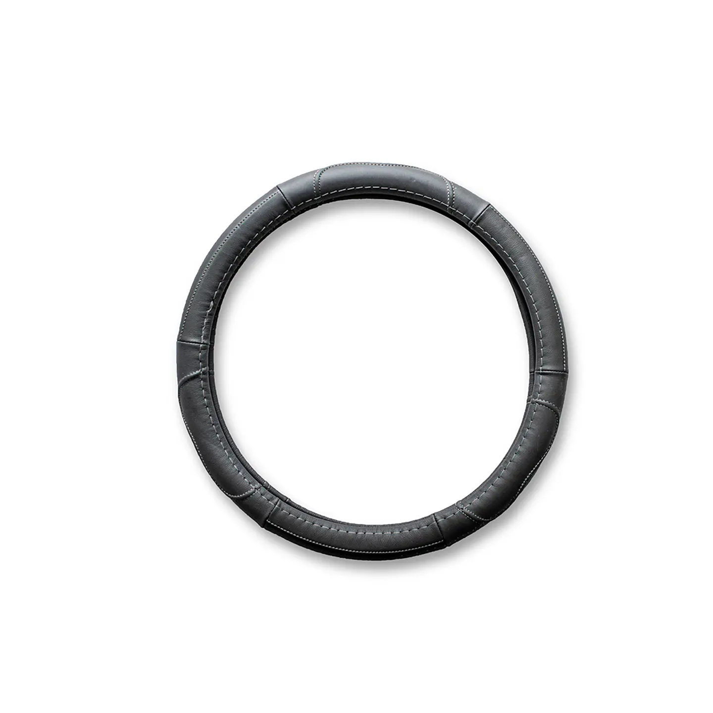 Cubre Volante Cuero Negro Talla M Para Camionetas Hilo Gris 3