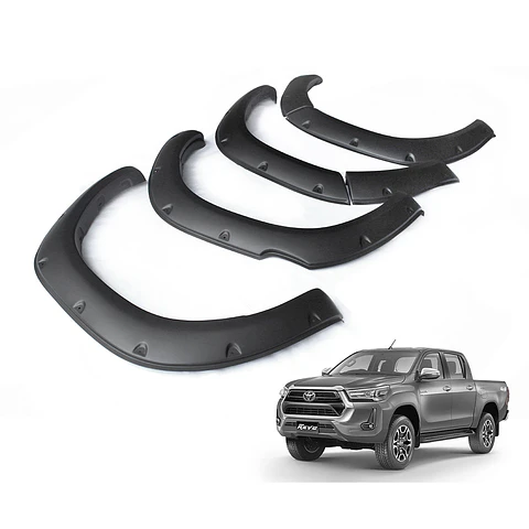 Extensiones de Tapabarros Toyota Hilux Revo SR 2021–2022 | Estilo Militar Negro en ABS