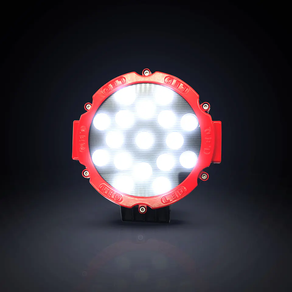 Foco Redondo Rojo Led Hull 36v 51w 18 Cm Diametro 17 Leds 3