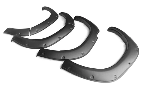 Extensiones de Tapabarros Toyota Hilux Revo SR 2021–2022 | Estilo Militar Negro en ABS