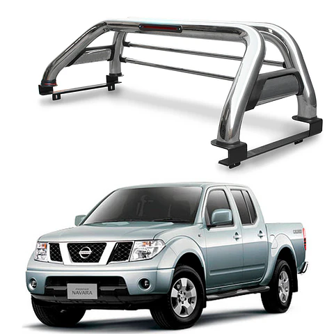 Barra Antivuelco Acero Inoxidable Nissan Navara 2008-2014 | Con Luz de Freno y Base para Lona | Kangaroo Chile