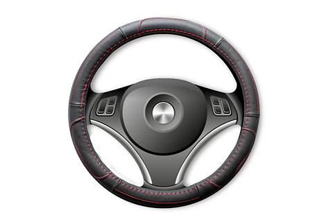 Cubre Volante de Cuero Negro para Camionetas – Talla M con Hilo Rojo