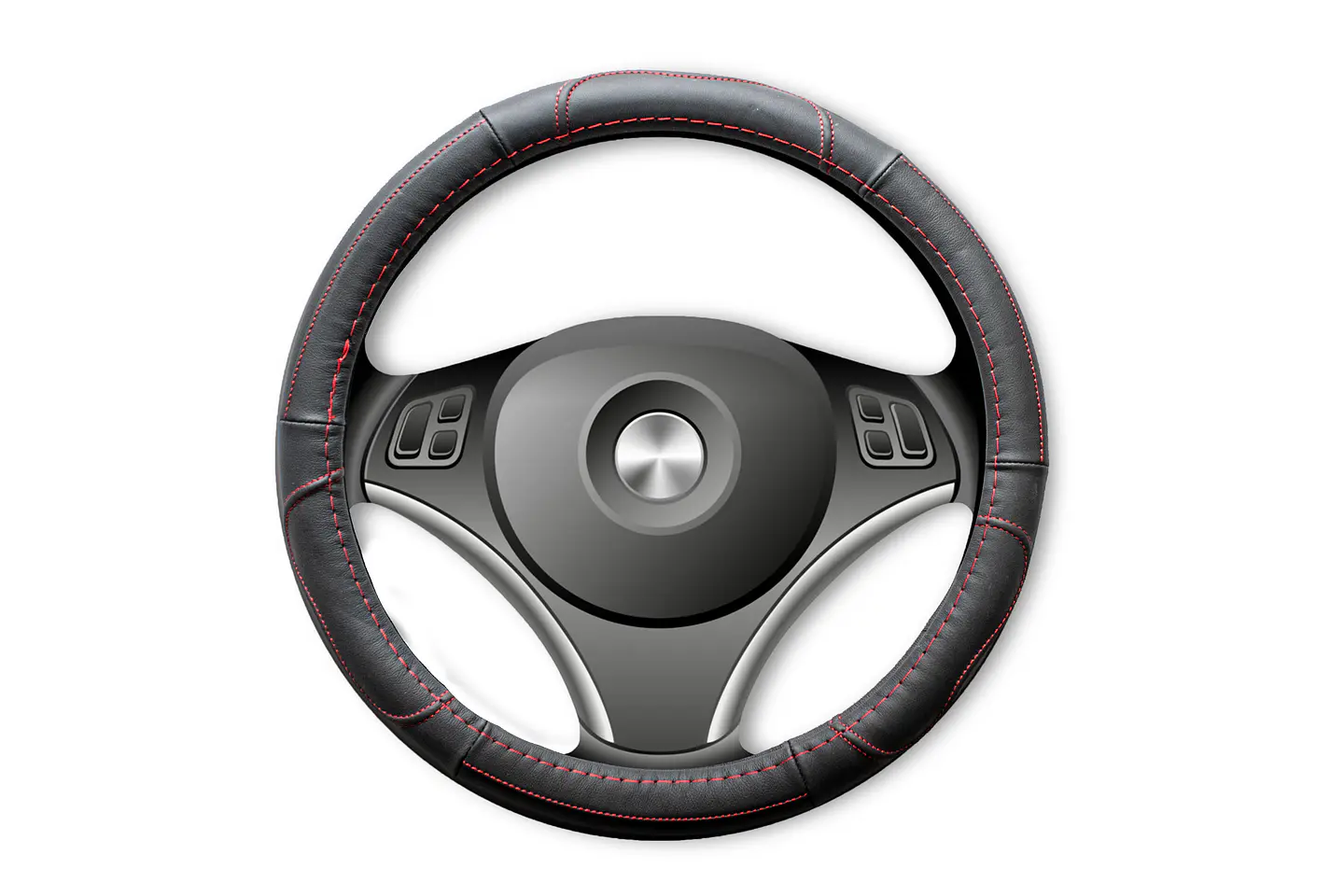 Cubre Volante de Cuero Negro para Camionetas – Talla M con Hilo Rojo 1