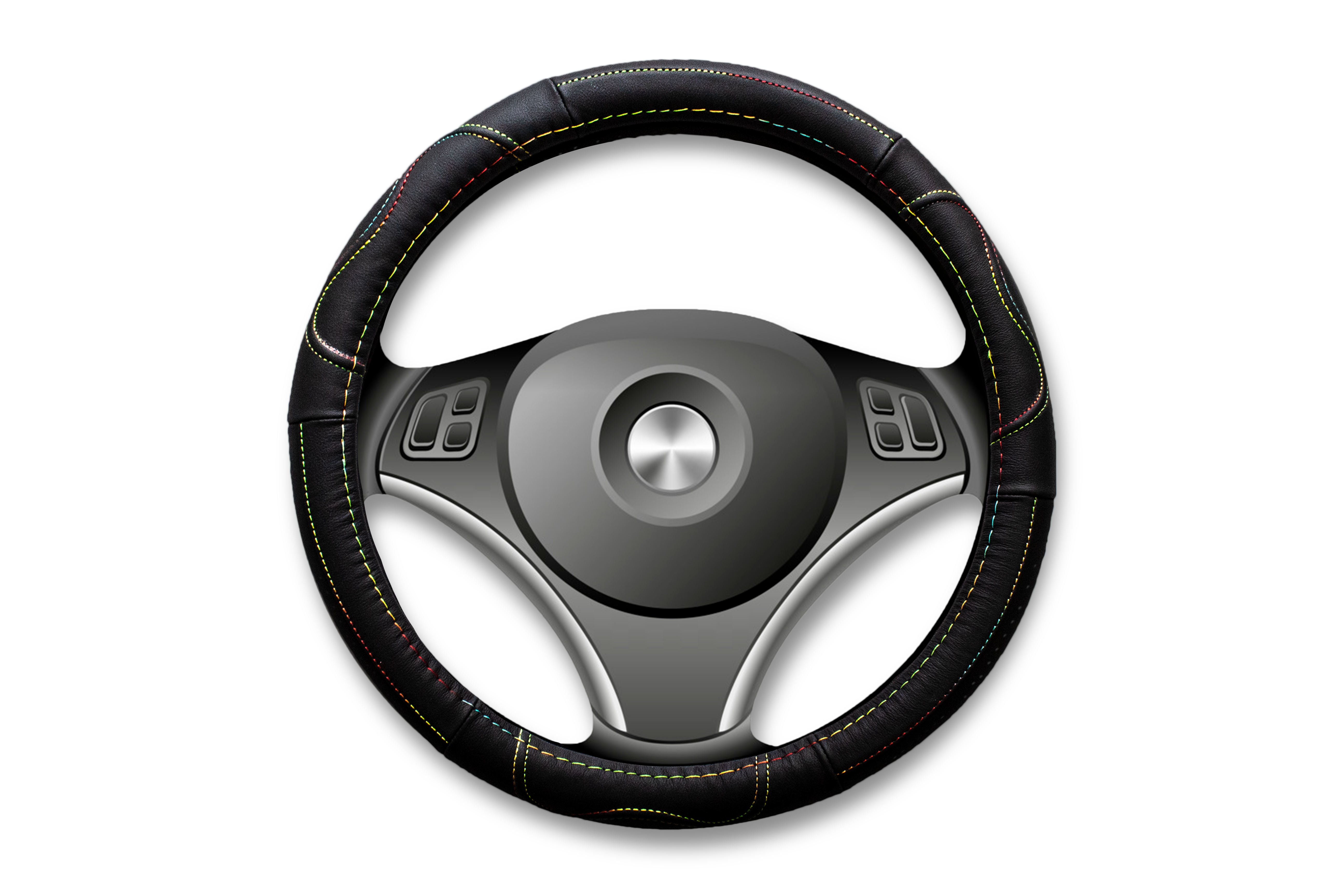 Cubre Volante Cuero Negro Talla M Para Camionetas Hilo Colores