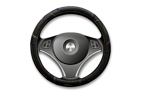 Cubre Volante Cuero Negro Talla M Para Camionetas Hilo Colores