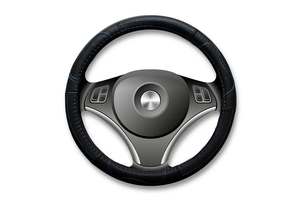 Cubre Volante de Cuero Negro para Camionetas – Talla M con Hilo Azul 1