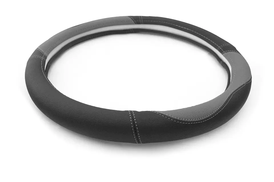 Cubre Volante Eco Cuero Gris/Negro 3