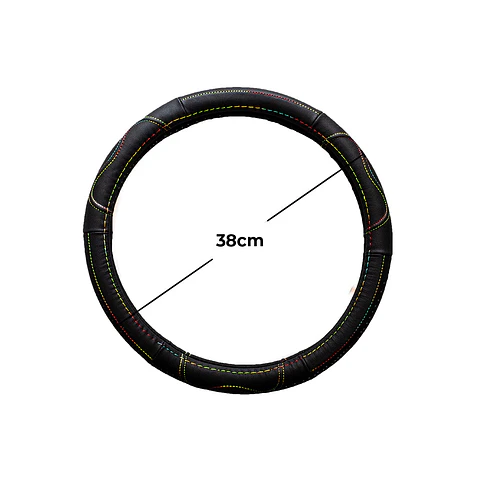 Cubre Volante Cuero Negro Talla M Para Camionetas Hilo Colores