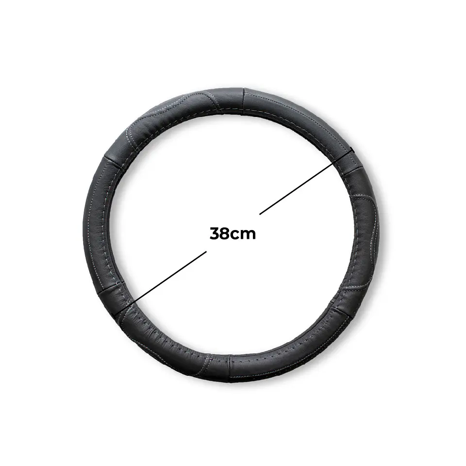 Cubre Volante Cuero Negro Talla M Para Camionetas Hilo Negro 2