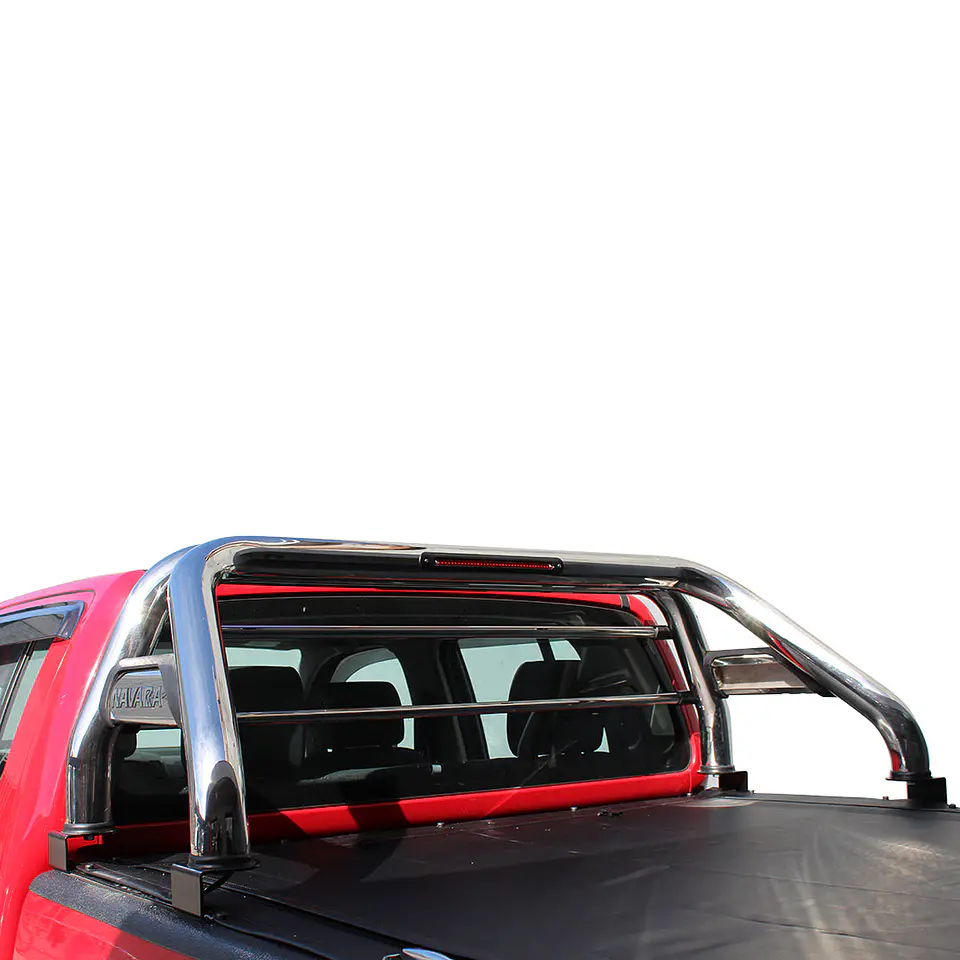 Barra Antivuelco Acero Inoxidable Nissan Navara 2008-2014 | Con Luz de Freno y Base para Lona | Kangaroo Chile 5