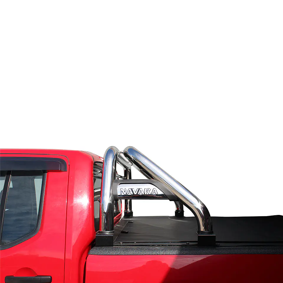 Barra Antivuelco Acero Inoxidable Nissan Navara 2008-2014 | Con Luz de Freno y Base para Lona | Kangaroo Chile 6