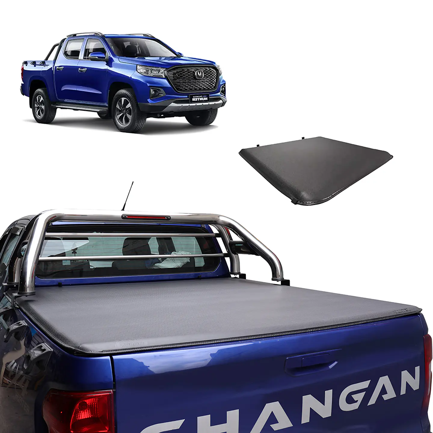 Lona Marítima Cubrepickup Changan Hunter | Marco y Barras de Aluminio  | Kangaroo Chile 1
