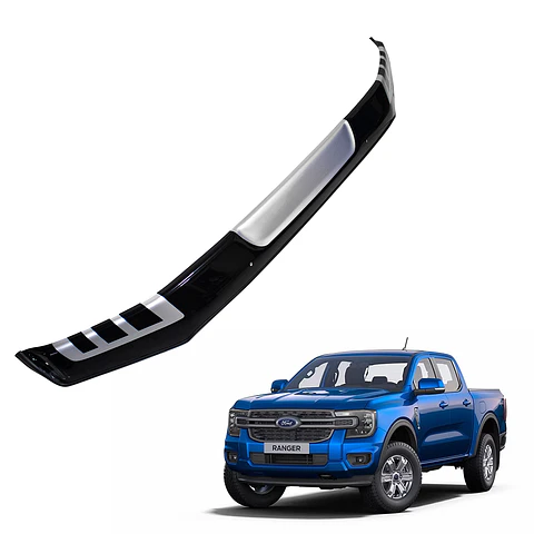 Deflector de Capot Ford Ranger 2024+ Policarbonato Bicolor Negro-Gris – Instalación sin perforación