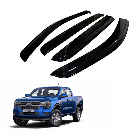 Set Aletas Bota Agua Ford Ranger 2024+ ABS Negro – Instalación Fácil con Cinta 3M y Logo Incluido