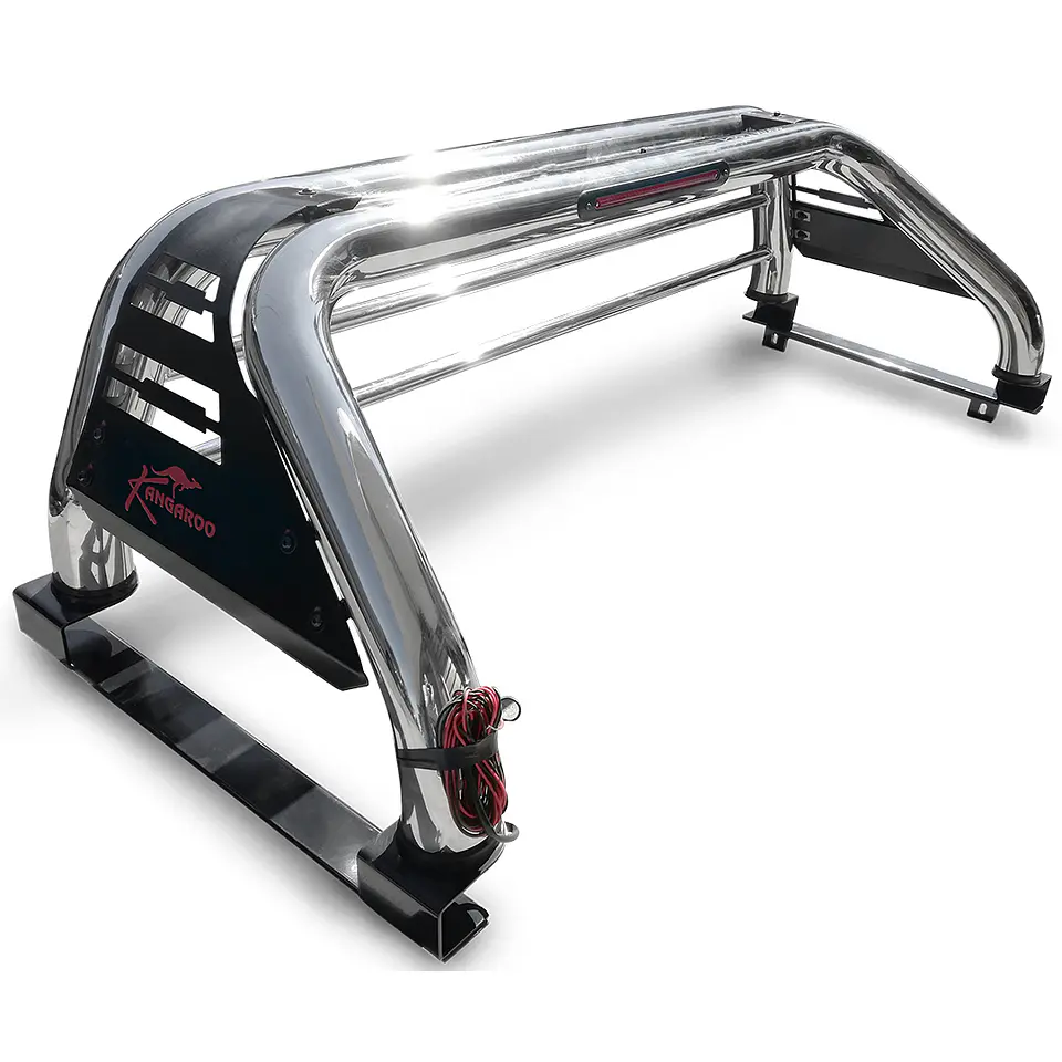 Barra Antivuelco Acero Inoxidable Mitsubishi L200 2006–2015 | Luz de Freno y Base para Lona 4x4 | Kangaroo Chile 2